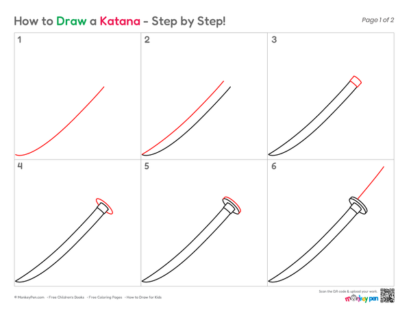 How to Draw a Katana – Easy Step-by-Step Sword Drawing for Kids