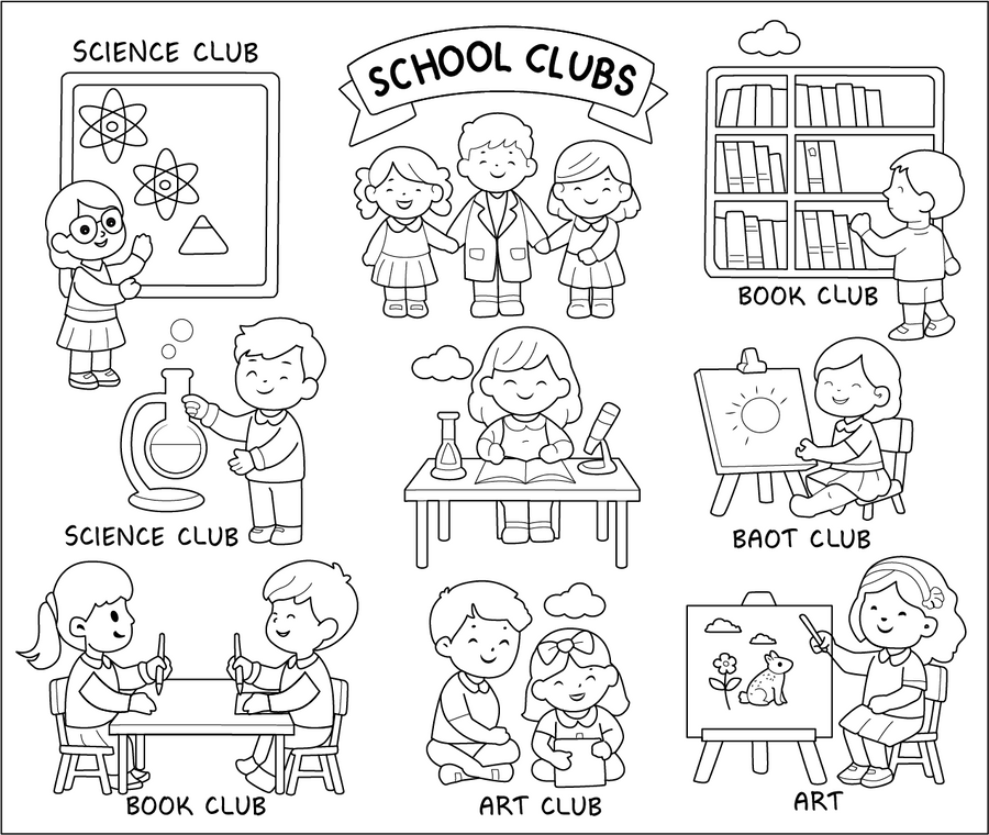 Printable School Coloring Book - Free Printable PDF