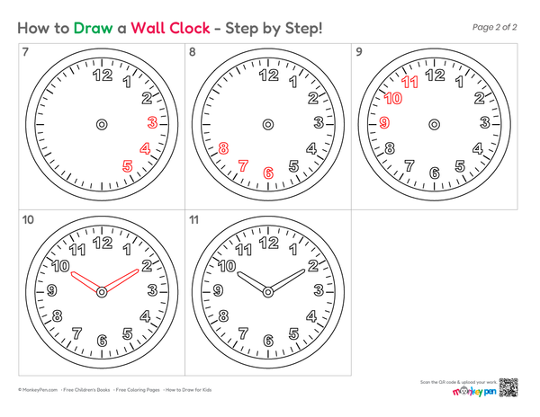 Easy wall clock illustration for kids