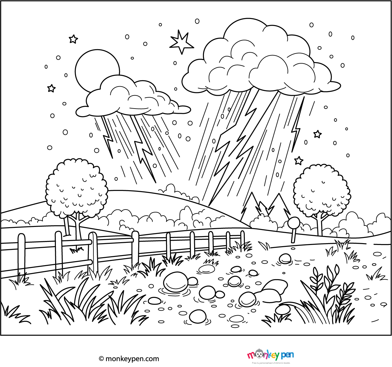 Colourable Hail Stormy Weather Coloring Pages