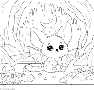 Cute Bat Coloring Page
