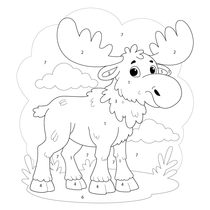 Moose Color by Number – Forest Animal Learning Download