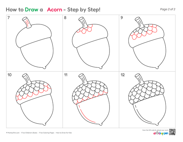 How to Draw an Acorn – Easy Step-by-Step Nature Drawing for Kids