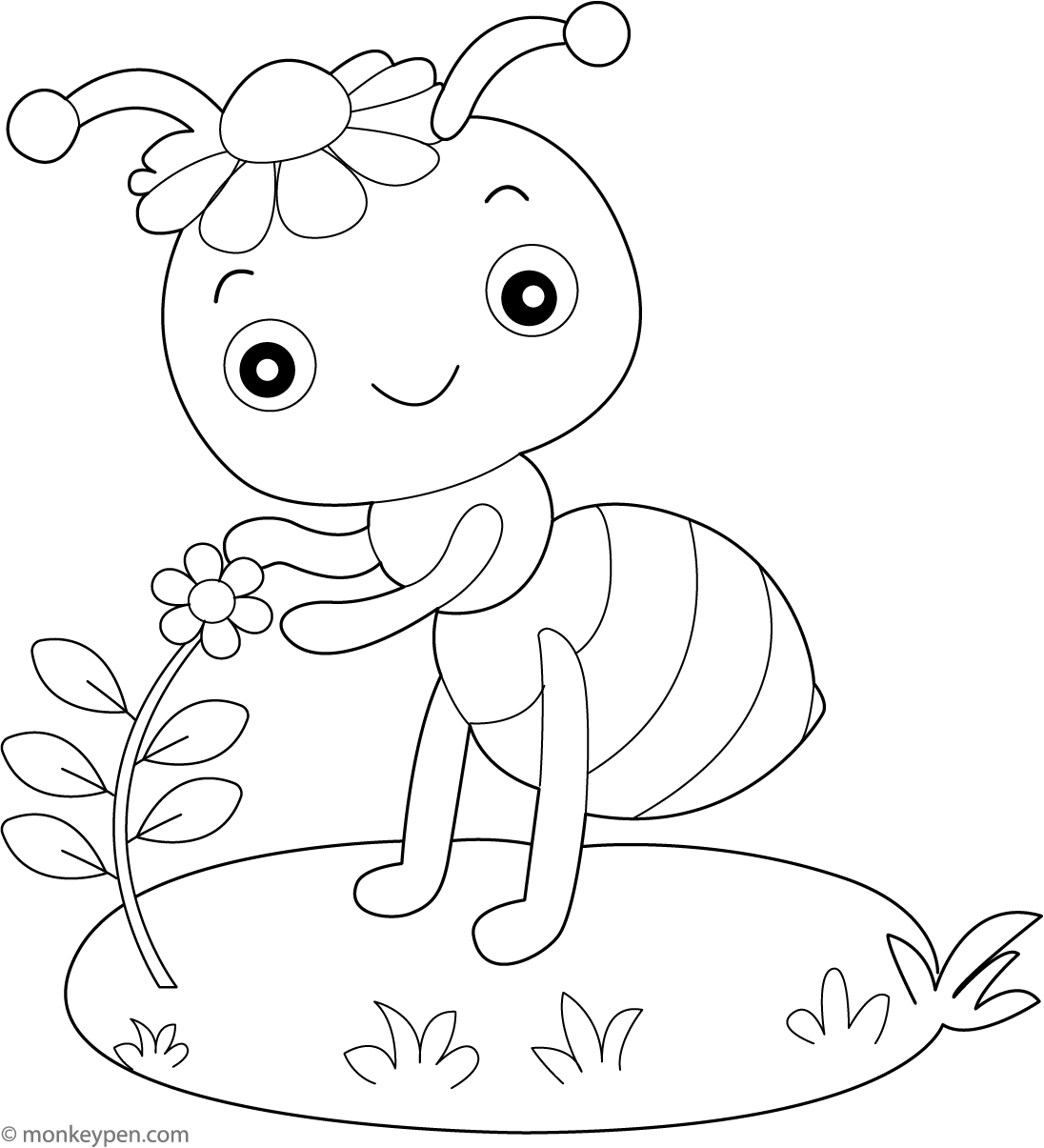 Ant Color In Queen Ant Coloring Page