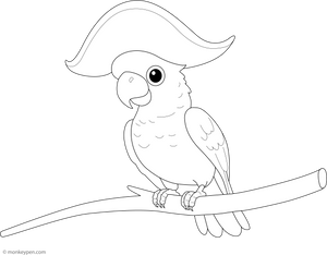 Cockatoo with a Pirate Hat Coloring Page – fun and educational printable for children