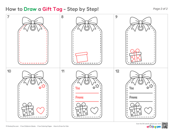 Cute and simple gift tag illustration for children to learn and enjoy.