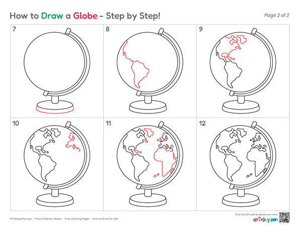 Easy globe illustration for children learning about the world.