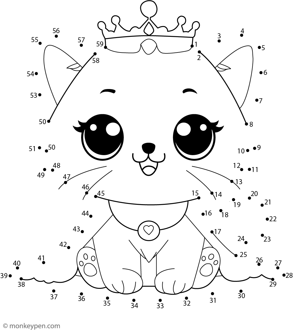 Kitty Pattern Worksheet Kitten | Free Printable Dot-to-Dot Worksheet for Kids