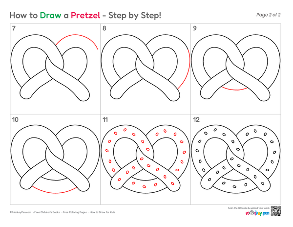 How to Draw a Pretzel – Simple Step-by-Step Food Drawing for Kids