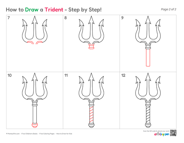 How to Draw a Trident – Easy Step-by-Step Trident Drawing for Kids