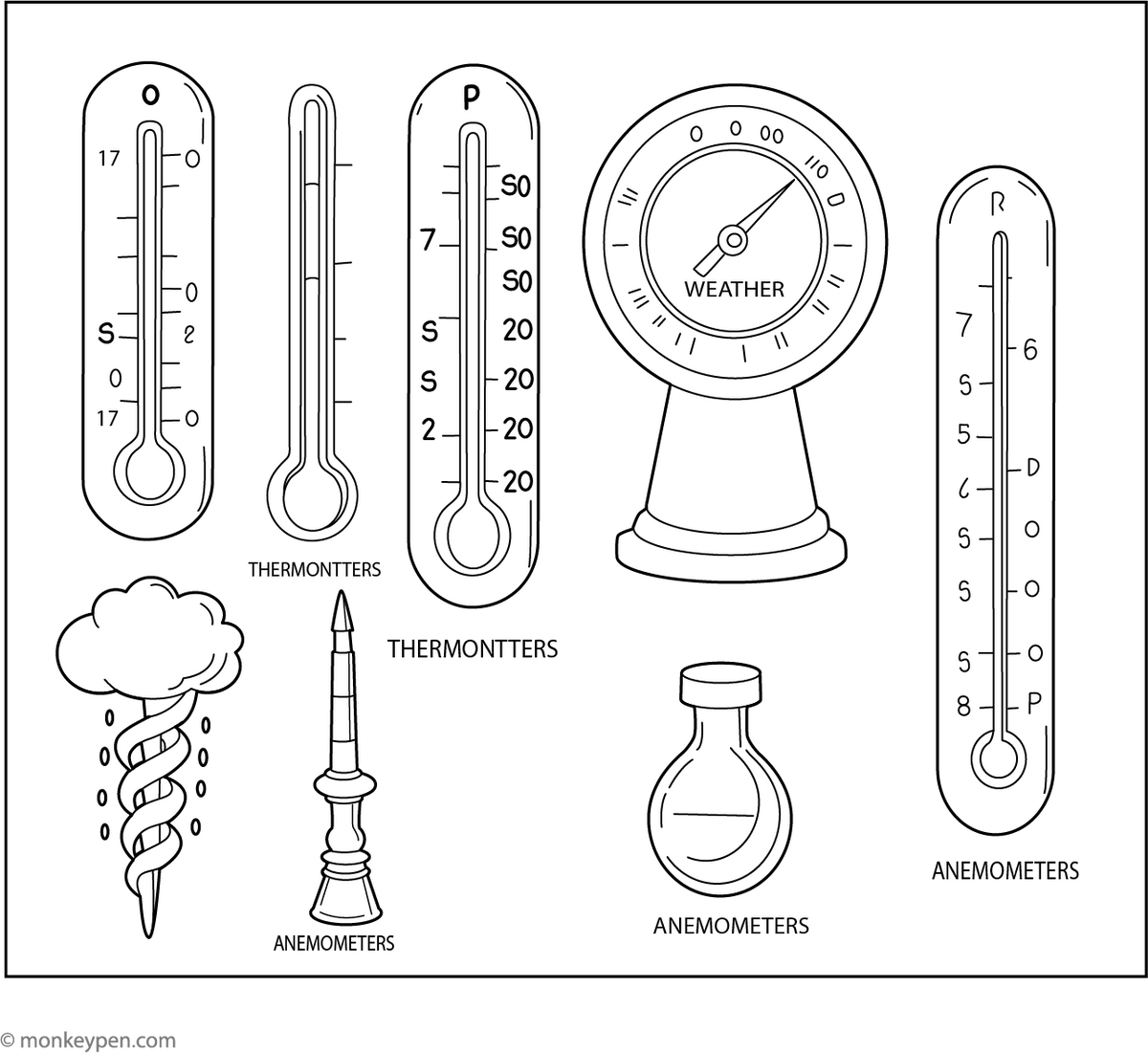 Weather Instruments Clip Art Weather Instruments ESL Worksheet By
