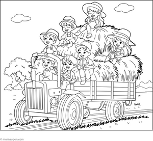 Hayride Coloring Page
