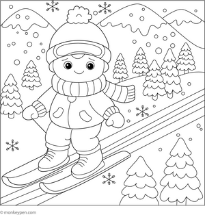 Skiing Coloring Page – fun and educational printable for children