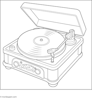 Record Player Coloring Page