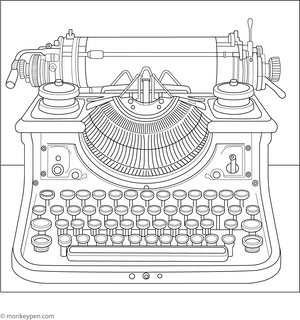 Typewriter Coloring Page