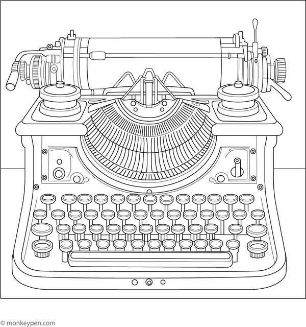 Typewriter Coloring Page