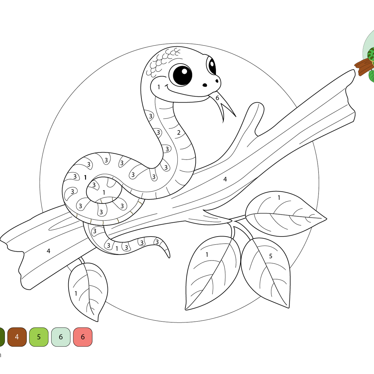 Snake Color by Number – Free Nature Printable for Kids