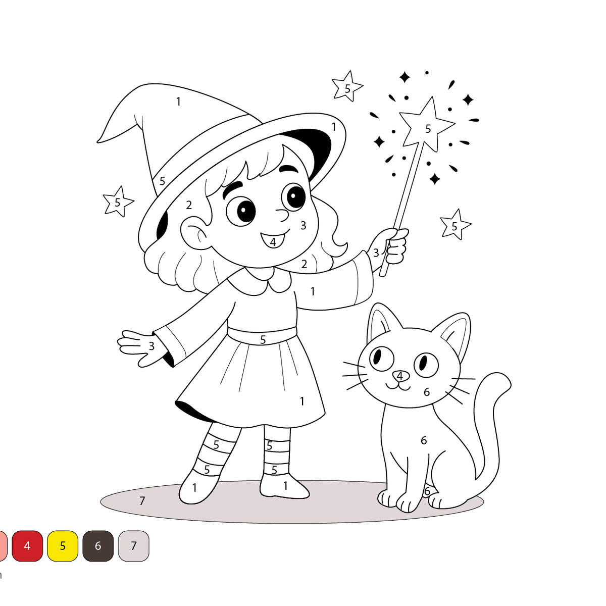 Casting a Spell Color by Number – Magical Coloring Activity Download