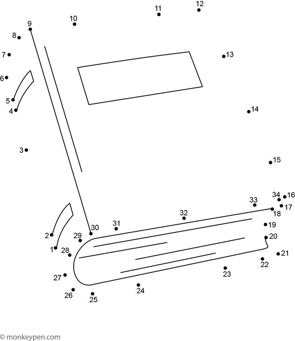 Dot-to-dot puzzle depicting a book with visible pages, ready for children to trace and personalize through coloring.