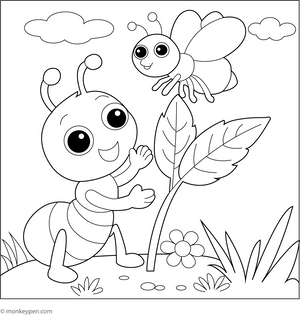 Ant and the Ladybug Coloring Page