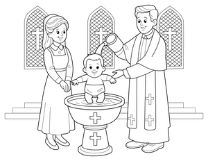 Baptism coloring page – fun and educational printable for children