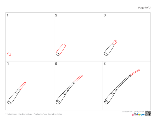 Easy fishing rod illustration for kids