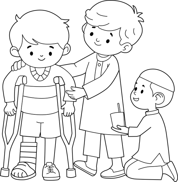 Kindness And Sharing coloring page – fun and educational printable for children