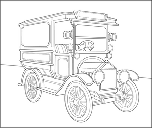 Antique Delivery Van Coloring Page – fun and educational printable for children