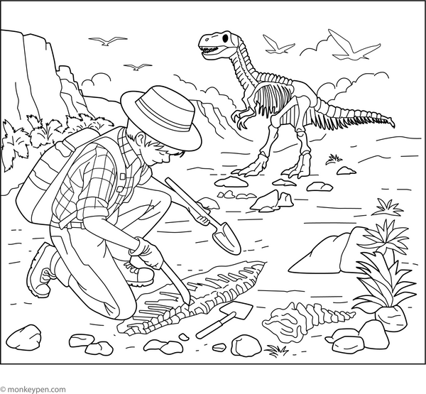 Dinosaur Fossil Coloring Page