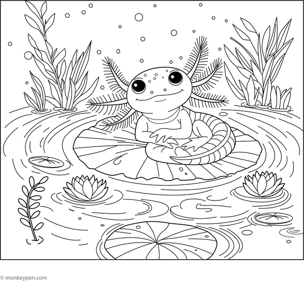 Free Printable Axolotls Coloring Book