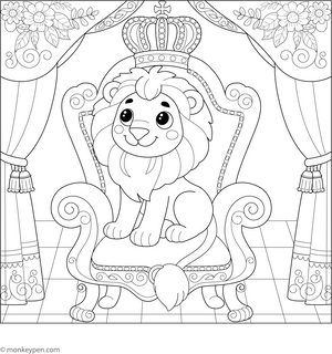 Lion on a Throne Coloring Page