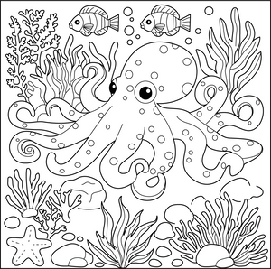 Octopus underwater coloring page – fun and educational printable for children