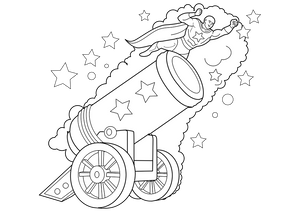 Human Cannonball coloring page – fun and educational printable for children