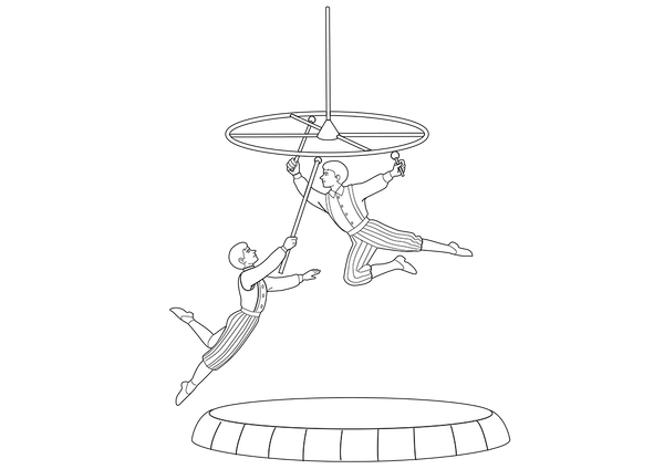 Trapeze Artists coloring page – fun and educational printable for children