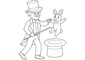 Circus Magician and Illusionist Coloring Page