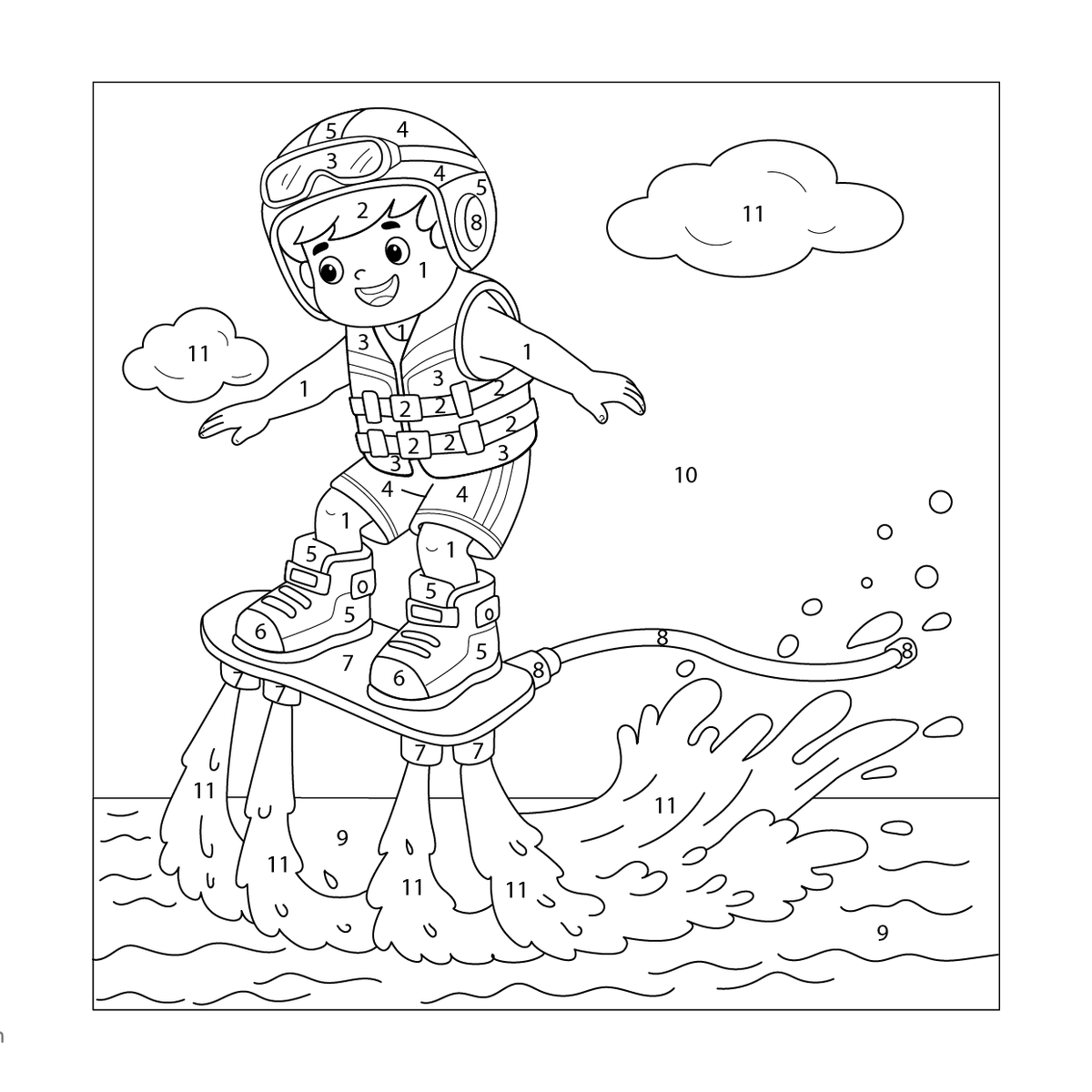 Flyboard Color by Number – Free Printable for Kids