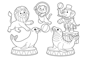 Animal Acts Coloring Page - fun and educational printable for children