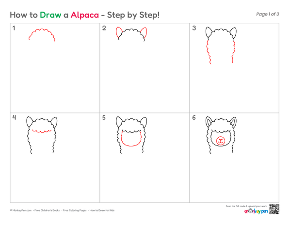 Fun alpaca drawing for kids