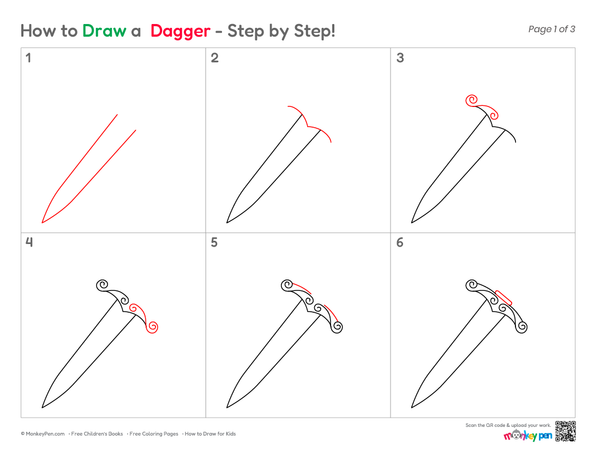 How to Draw a Dagger – Step-by-Step Historical Object Drawing for Kids