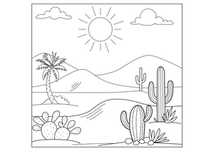 Desert Easy Drawing coloring page – fun and educational printable for children