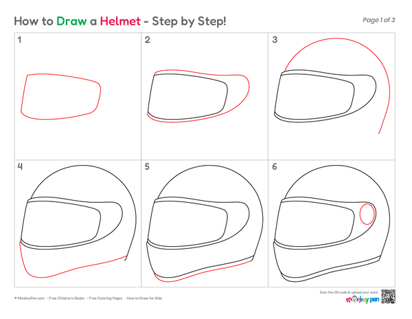 Simple safety helmet drawing for kids' drawing practice.