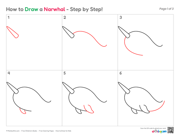 How to Draw a Narwhal – Step-by-Step Arctic Animal Drawing for Kids