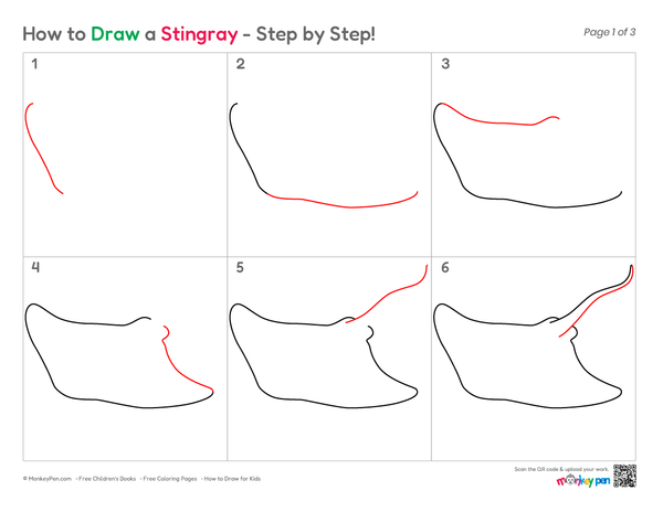 How to Draw a Stingray – Simple Step-by-Step Ocean Animal Drawing for Kids
