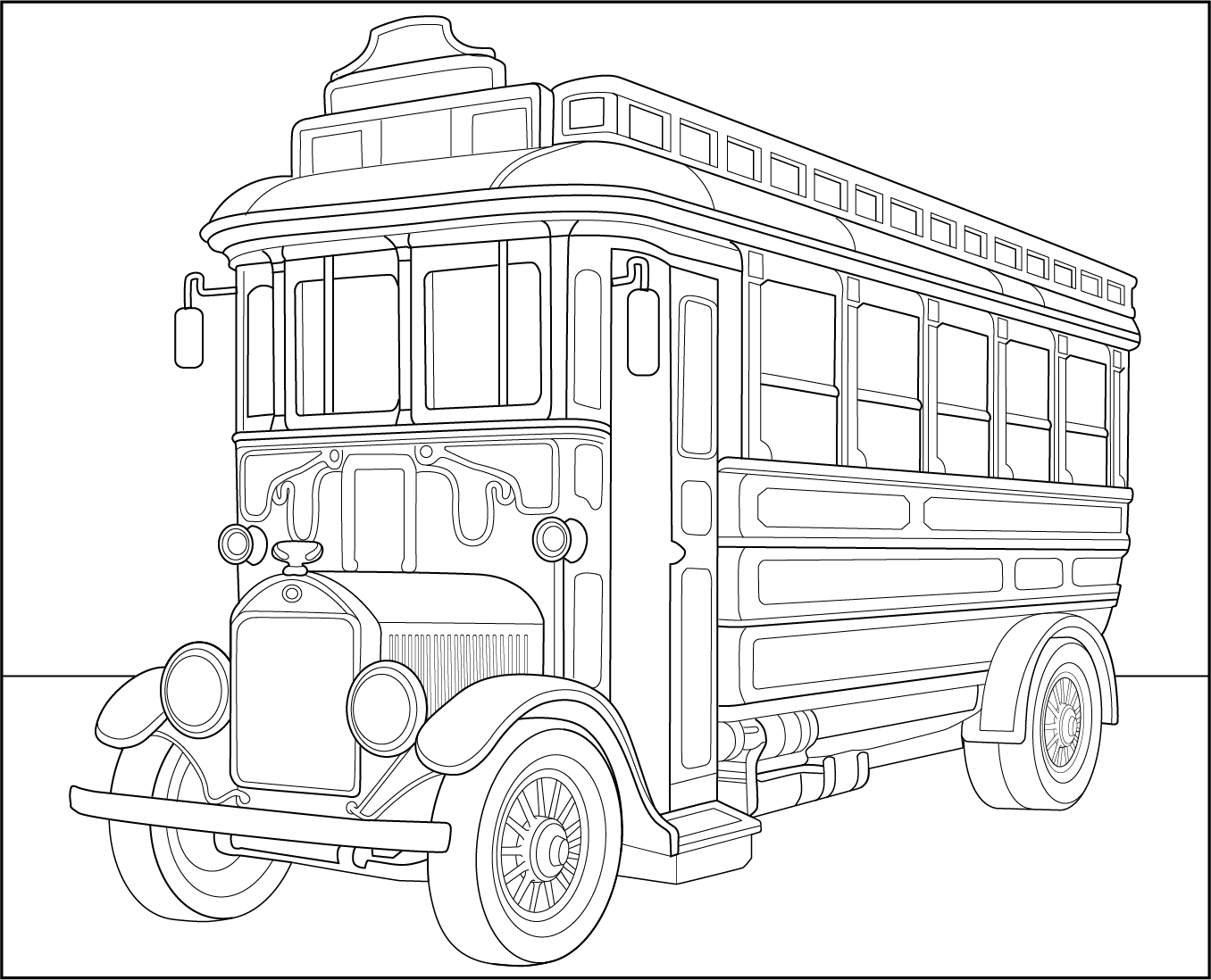 Retro Bus Coloring Page Free Printable Coloring Page PDF