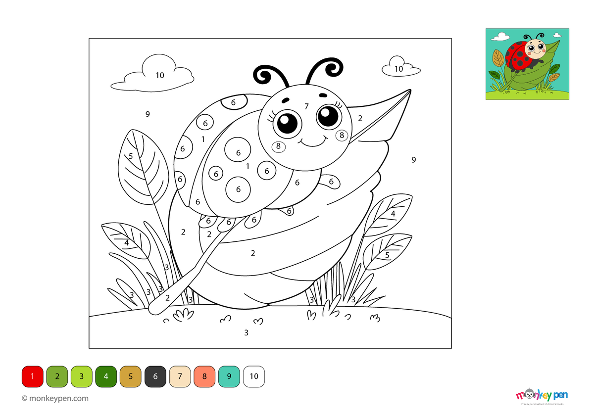 Ladybug Color Wheel Smiling Ladybug – Color by Number Garden PDF