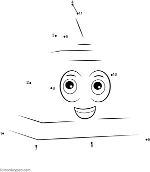 Dot-to-dot illustration of an Egyptian pyramid emerging from the desert, designed for children to trace, color, and learn about history.