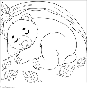Hibernating Bear Coloring Page 