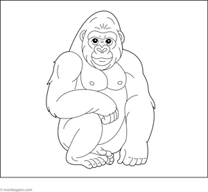 Mountain Gorilla Coloring Page