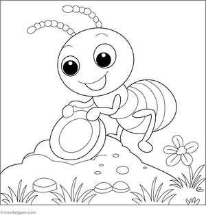 Ant and the Hidden Treasure Coloring Page