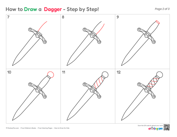 How to Draw a Dagger – Step-by-Step Historical Object Drawing for Kids
